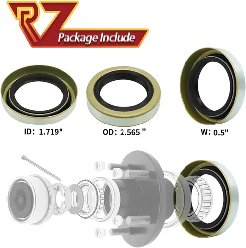 Vista 9 de RV MURTS 4 piezas Sellos de Grasa para Cubo de Rueda de Eje de Remolque ID 1.719" x OD 2.565" Sellos de Grasa de Doble Labio con 4 piezas Pasadores