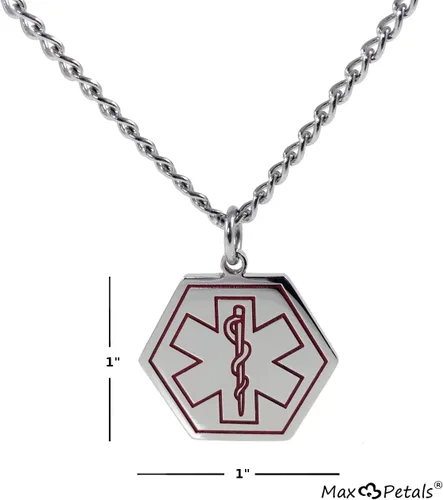 Vista 3 de Collar con colgante de acero inoxidable con identificación de alerta médica de marcapasos con cadena de 26 pulgadas