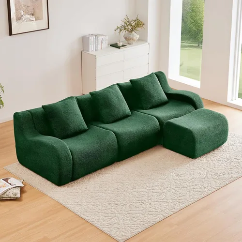 Vista 45 de Sofás de peluche sin hueso para sala de estar, juego de sofá modular negro con asiento profundo, sofá de gran tamaño, sofás para sala, cómodos sofás