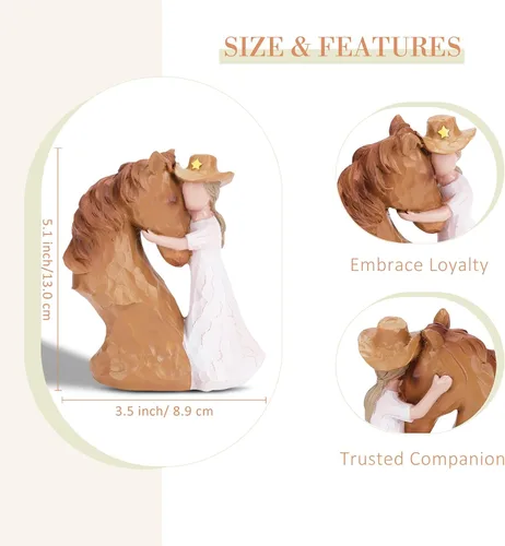 Vista 2 de BEARAE Figura de caballo para niñas y mujeres, escultura de resina pintada a mano, decoración ecuestre, regalos para amantes de los caballos