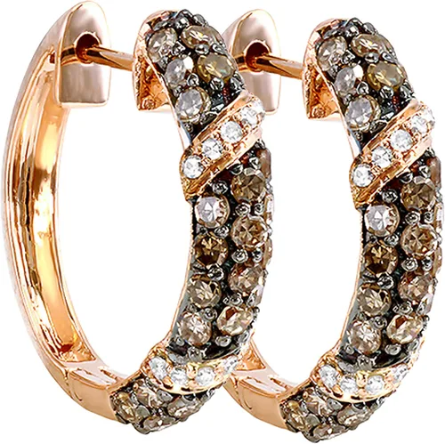 Vista 2 de Dazzlingrock Collection 0.85 Carat (ctw) Round White & Champagne Diamond Ladies Wear Pretty Huggies Hoop Earrings Available in Various Metal in