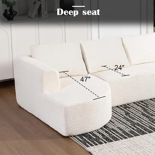 Vista 9 de Sofás seccionales sin hueso de 144 pulgadas para sala de estar, moderno sofá modular en forma de U con diván, cómodo sofá de espuma viscoelástica