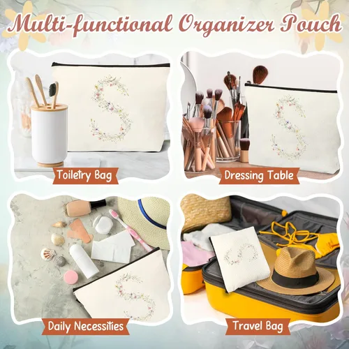 Vista 5 de Talltalk 5 piezas de bolsas de mano con iniciales, regalos para mujer Beige