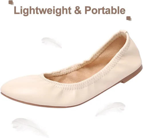 Vista 2 de LM Zapatos planos de ballet para mujer, zapatos planos de punta redonda, zapatos de vestir informales, plegables, portátiles, para viajar