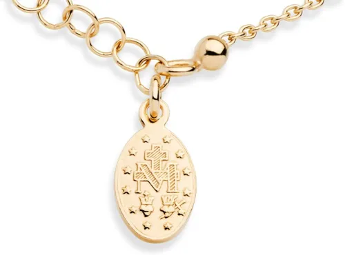 Vista 3 de Miabella 18K Gold Over Sterling Silver Italian Rosary Cross Bead Charm Link Chain Bracelet for Women Teen Girls, Adjustable, 925 Made in Italy