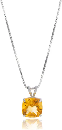 Vista 33 de MAX + STONE Cushion Cut Gemstone Necklace 8mm Solitaire Birthstone Necklace for Women Gemstone Pendant Necklaces with 18 inch Box Chain