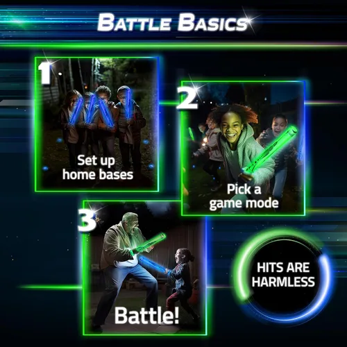 Vista 3 de Starlux Games Glow Battle - Paquete Familiar: Un Emocionante Juego de Espadas Brillantes 2-8 Jugadores, Edad 8+ Juegos Familiares para Niños