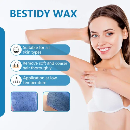 Vista 3 de Bestidy Cuentas de cera dura para depilación – 3.53 onzas de granos encerados para todas las áreas del cuerpo y bikini (azul)