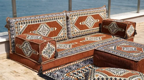Vista 2 de arabicsofa Sofá de piso árabe Jalsa - Sofá tradicional hecho a mano para sala de estar