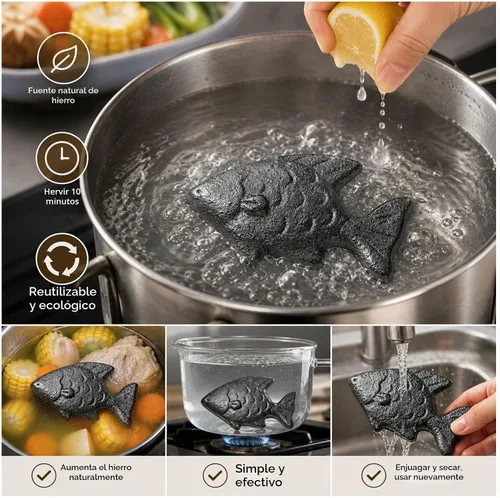 Vista 7 de Pescado de hierro para cocinar, pescado de hierro con bolsa de regalo (paquete de 1)