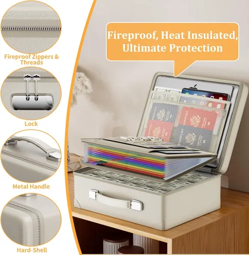 Vista 4 de DocSafe 6400°F Fireproof Document Box with Lock, 10 Layers Heat Insulated