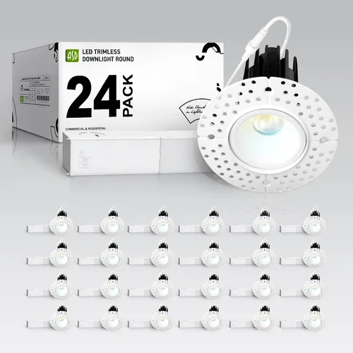 Vista 23 de ASD Sin moldura de 2 pulgadas de luces LED empotradas, 8W 120V redondas para uso comercial, luces regulables sin lata para techo con caja