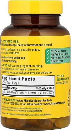 Vista 2 de Nature Made Vitamina E 1000 UI (dl-alfa) Cápsulas blandas 60 Ct