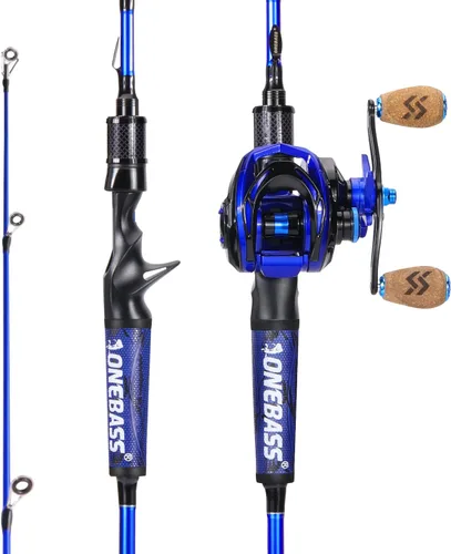 Vista 9 de One Bass Combo de caña de pescar y carrete, IM7 grafito 2 piezas en blanco para baitcasting, caña de pescar giratoria con mango de superpolímero