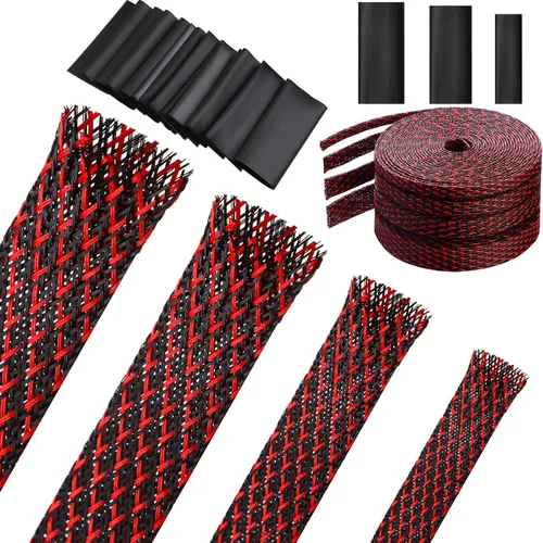 Vista 10 de Tatuo Funda de cable trenzada expandible de 65.6 pies, funda de alambre trenzado de varios tamaños con 120 tubos termorretráctiles para televisión