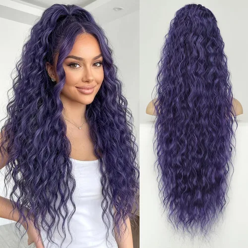 Vista 24 de KooKaStyle Extensión de cola de caballo con cordón de 26 pulgadas (66 cm) para mujeres, extensiones de cabello sintético rizado largo para uso