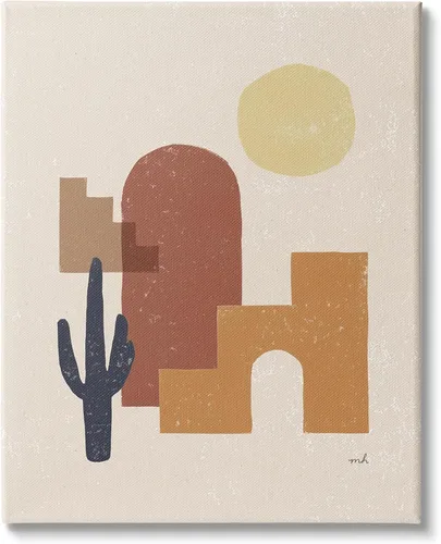 Vista 7 de Stupell Industries Southwestern Shape Arrangement Abstract Cactus Desert Sun Landscape, placa de pared diseñada por Moira Hershey, 13 x 19 pulgadas