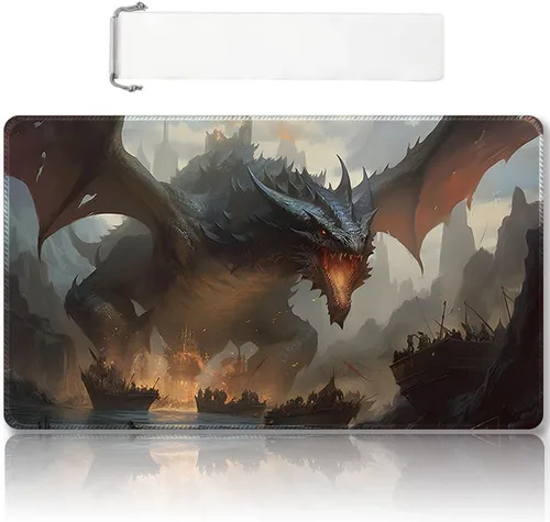 Vista 14 de Tapete de juego MTG cosido de alta calidad con zonas y parte trasera de goma antideslizante, tapete de juego TCG para MTG y otros juegos de cartas