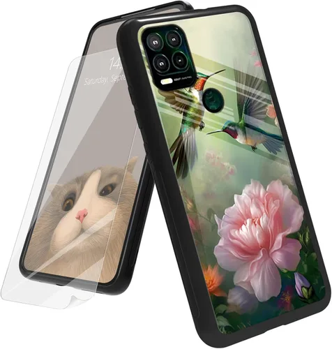 Vista 12 de Funda para Motorola Moto G Play 4G 2024 con protector de pantalla, parte trasera de vidrio templado + funda de silicona suave TPU absorción