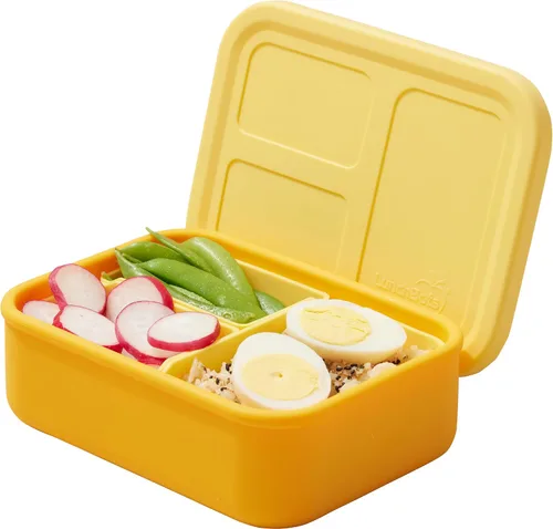 Vista 11 de LunchBots Build a Bento - Lonchera dividida de silicona platino de 28 onzas, color azul Azul solido