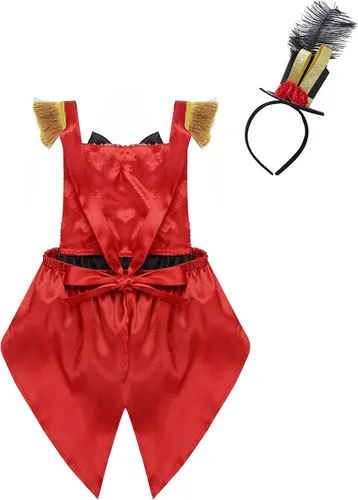 Vista 2 de Hansber Disfraz de circo de Halloween para niñas, disfraz de maestro de anillos para cumpleaños, uniforme de rendimiento