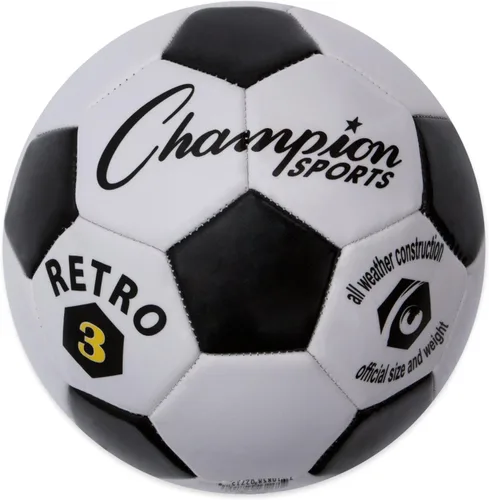 Vista 9 de Champion Sports® Balón de fútbol retro – Diseño clásico en blanco y negro, cubierta de TPU de tacto suave, balón para todo clima para juego de club