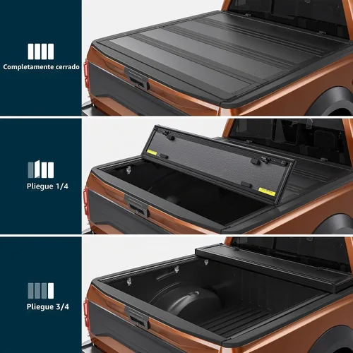 Vista 6 de OEDRO Cubierta rígida de cuádruple plegable para Dodge Ram 1500 2009-2018, para Ram 1500 Classic 2019-2024 con caja de 5.7 pies sin Rambox