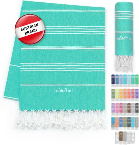 Vista 8 de LeStoff Toalla de playa turca 100% algodón orgánico prelavada de 38 x 71 pulgadas, suave, altamente absorbente, de secado rápido, playa, piscina