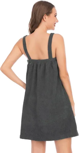Vista 15 de Veseacky Toalla de baño para mujer con bolsillo, bata de spa ajustable y diadema facial