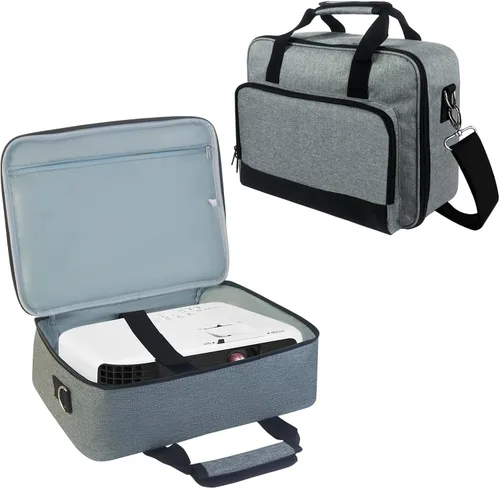 Vista 8 de Funda de transporte para proyector, bolsa para proyector con bolsillos de almacenamiento para accesorios y correas de hombro ajustables, bolsa