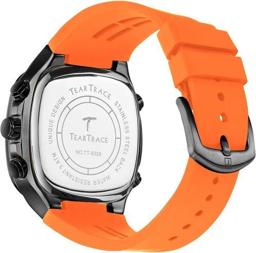 Vista 9 de Reloj de negocios único para hombre, analógico, digital, impermeable, cronógrafo, multifuncional, de cuarzo, con correa de silicona