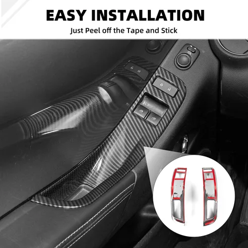 Vista 5 de Cubierta de interruptor de elevación de ventana de fibra de carbono Kit de ajuste de botón interior para Chevrolet Chevy Camaro 2010-2015