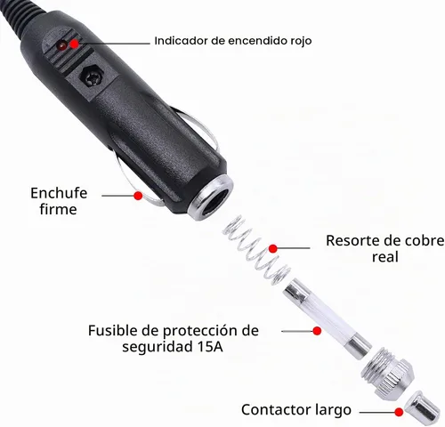Vista 2 de SinLoon Cable de cargador de batería SAE para encendedor de cigarrillos, enchufe de encendedor de cigarrillos de 12 V 15 A a prueba de agua SAE