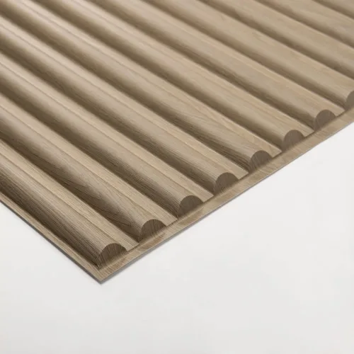 Vista 8 de Art3d 2x4 pies de baldosas de techo suspendido en nogal, diseño semi-cilíndrico de 12 hojas, paneles de pared 3D para decoración interior de pared