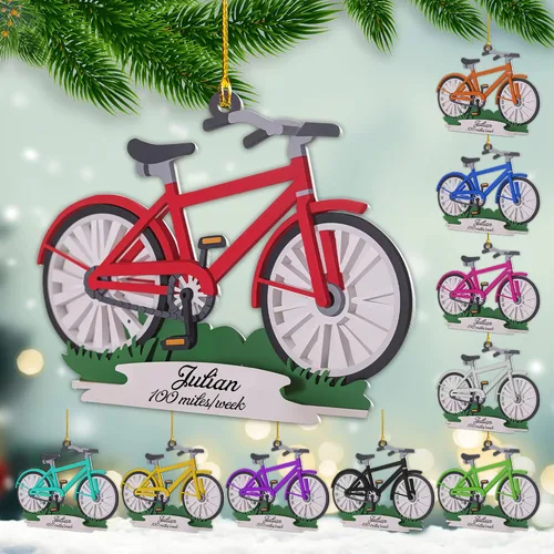 Vista 10 de Adorno personalizado para ciclismo de montaña, nombre personalizado y adorno para árbol de Navidad del año 2025, regalos de ciclista de montaña
