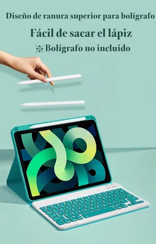 Vista 2 de Funda de teclado compatible con iPad de 9ª, 8ª y 7ª generación de 10.2 pulgadas, iPad Air de 3ª generación, iPad Pro de 10.5 pulgadas, teclas