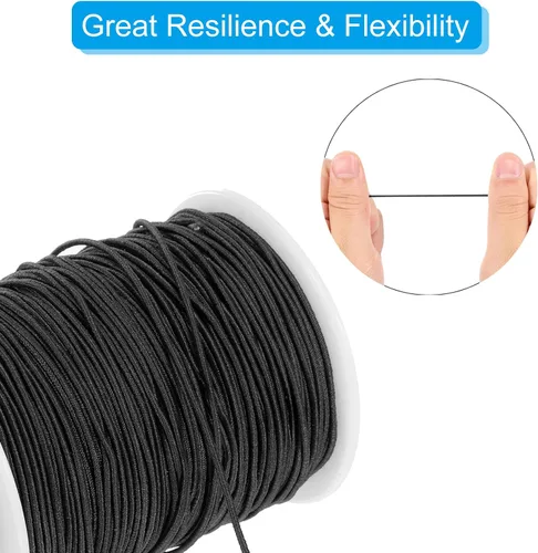 Vista 3 de uxcell Cordón elástico de 0.039 pulgadas para hacer joyas, collares, pulseras, cuentas, 109 yardas, color negro