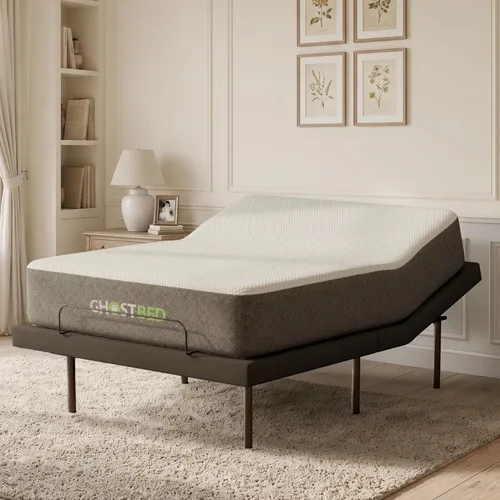 Vista 12 de Cama ajustable GhostBed con colchón híbrido de 12 pulgadas en una caja, tamaño Queen