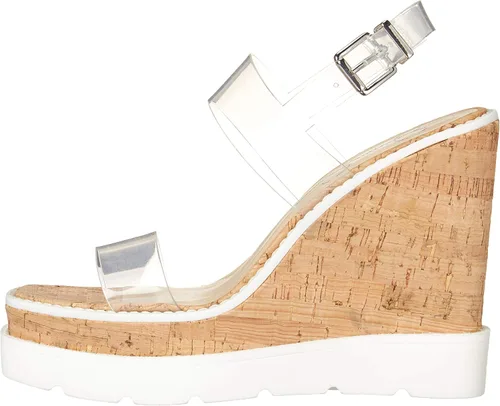 Vista 8 de Jessica Simpson Maede - Sandalias de cuña para mujer, Claro