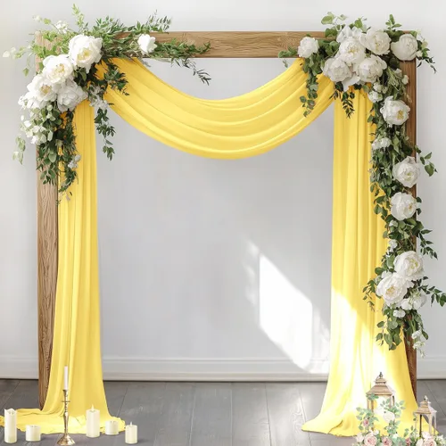 Vista 7 de Socomi Tela para Arco de Boda 1 Panel 29" x 19 Pies Gasa Chifón Transparente Azul Bebé Cortinas 6 Yardas para Ceremonia de Boda Decoración de Fiesta