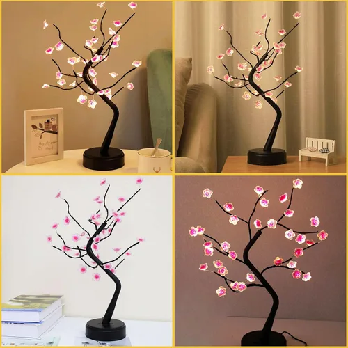Vista 2 de 36 luces LED brillantes de cerezo en forma de árbol, lámpara de hadas, lámpara de árbol espiritual artificial para manualidades, funciona