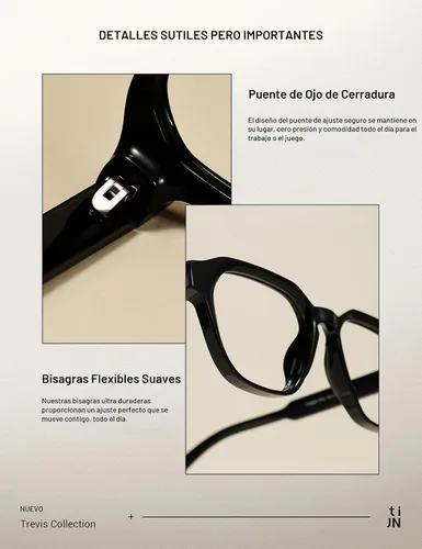 Vista 4 de TIJN Gafas de Bloqueo de Luz Azul para Mujeres y Hombres Marco Rectangular TR90 y Estilo Elegante Preppy Gafas de Pantalla de Computadora