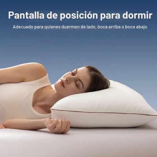 Vista 4 de puredown Almohadas de plumas de ganso y plumón, almohadas de lujo premium con funda 100% algodón, paquete de 2, tamaño estándar, 20 x 26 pulgadas