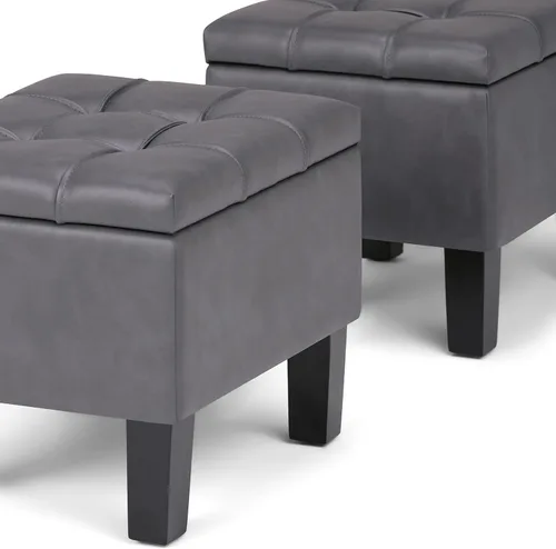Vista 8 de SIMPLIHOME Gabbie - Otomana de almacenamiento de piel vegana de 36 pulgadas de ancho, color marrón