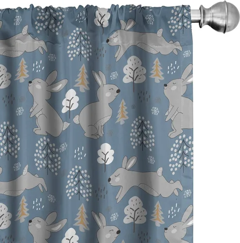 Vista 37 de Ambesonne - Paquete de cortinas de ventana de invierno de 2 unidades, cristales ornamentales de hielo con tiempo frío de enero abstracto, juego
