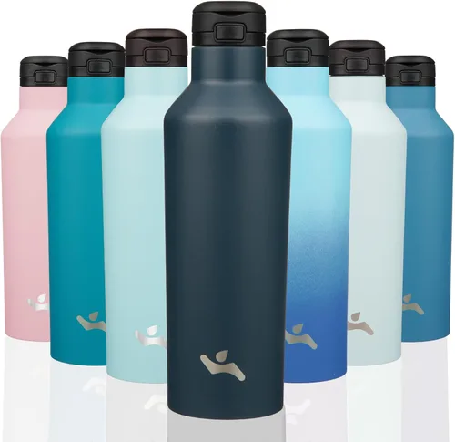 Vista 12 de Konokyo - Botella de agua aislada con popote, 25 onzas, doble pared de acero inoxidable al vacío con 2 tapas, cielo