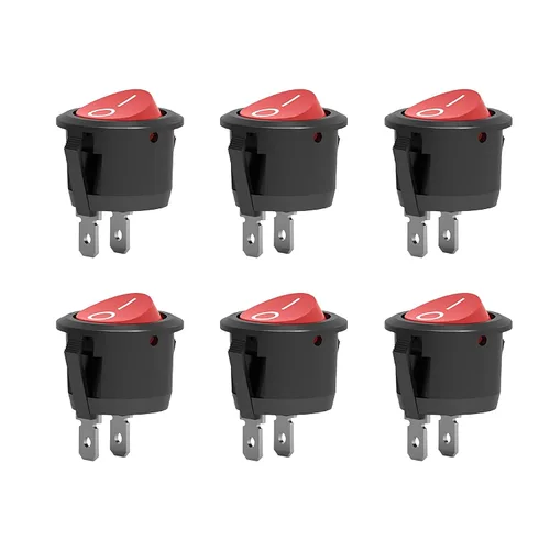 Vista 7 de 6 unids negro interruptor de encendido / apagado con pestillo redondo interruptor de palanca SPST 6A/250v 10A/125v para barco coche, etc