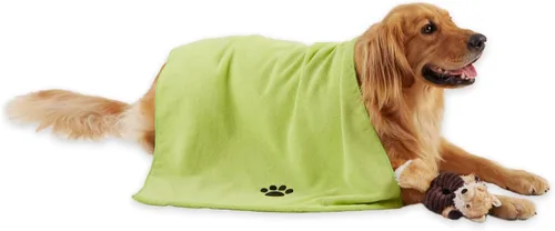 Vista 27 de Bone Dry Toalla de microfibra para aseo de mascotas, colección bordada, XL, 41 x 23.5 pulgadas, color verde lechuga (paquete de 2)