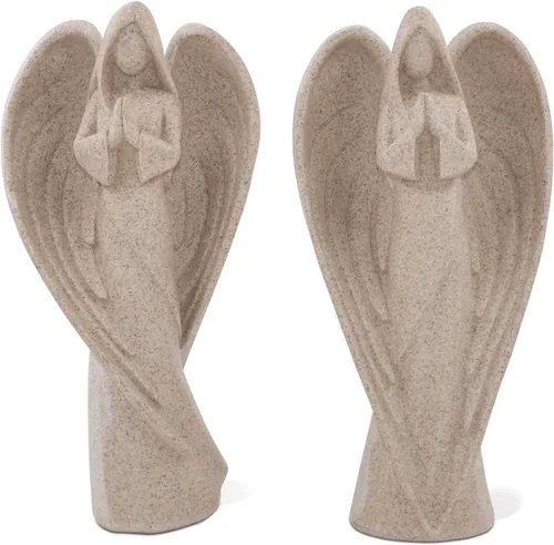 Vista 7 de SIMON'S SHOP Estatuas de ángel de 9 pulgadas, figuras de ángeles de oración de jardín, esculturas de ángel de pie para entradas, estantería, mesa