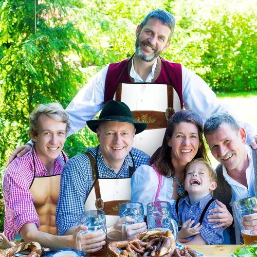 Vista 7 de Sintege Paquete de 2 delantales de Oktoberfest alemán Lederhosen y Dirndl para Oktoberfest Baviera Festival de Cerveza Decoración de Fiesta
